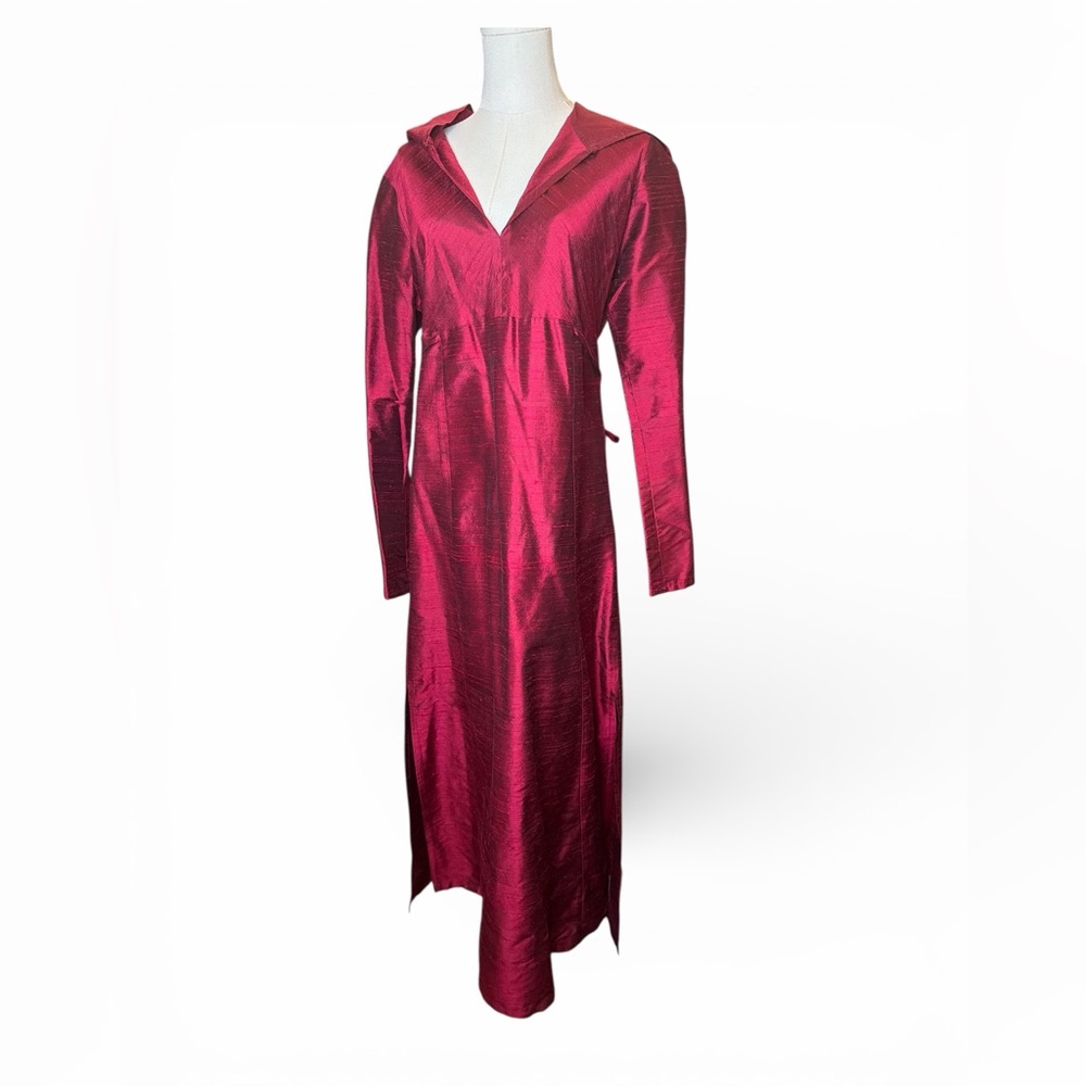 Antoine & Lili Paris Raw Silk (presumed) Hooded Maxi Dress Size 2